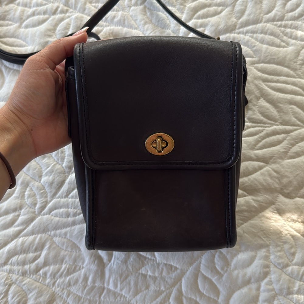 Vintage Coach Scooter Black Leather Crossbody Bag - Picture 3 of 8